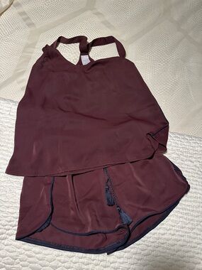 Negative  Burgundy Satin Tank & Short Sleep Set